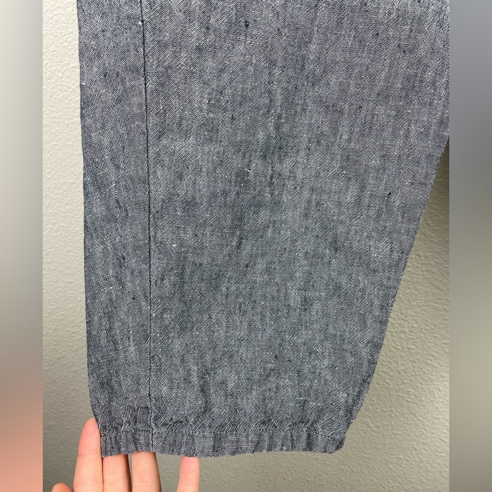 J.Jill Women's Medium Petite 100% Love Linen Grey Capris Pull On Elastic Pants - Picture 3 of 11